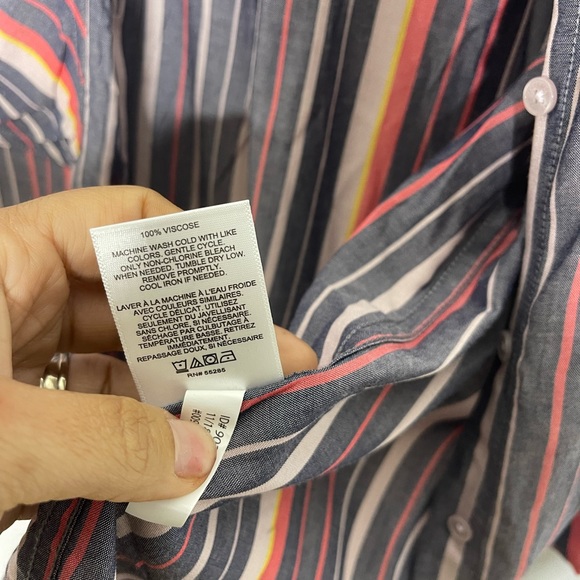 Express Gray Pink Striped Button Up Casual Top | Sp NWT - Picture 5 of 7